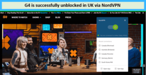 Unblock G4 TV in UK with NordVPN
