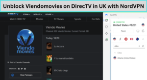 Unblock Viendomovies on DirecTV in UK with NordVPN