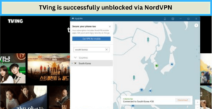 TVing is successfully unblocked via NordVPN