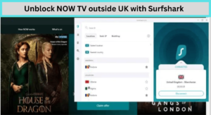 Unblock NOW TV outside UK with Surfshark