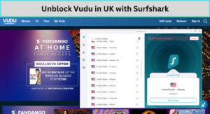 Unblock Vudu in UK with Surfshark