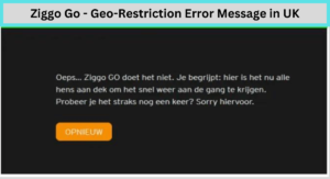 Ziggo Go - Error Message While Connecting in UK