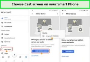 Click cast my screen on Google Home to mirror on Chromecast