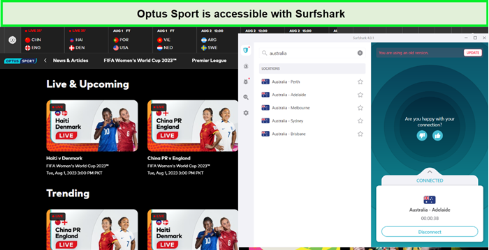 optus sport is accessible with surfshark