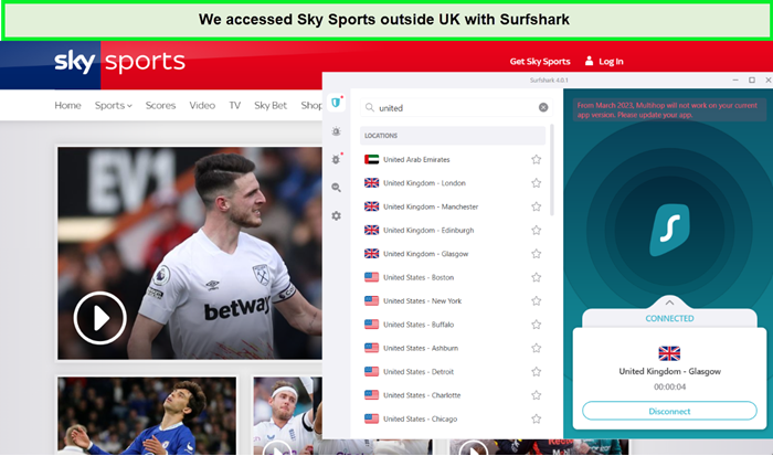 sky sports is accessible outside uk via surfshark