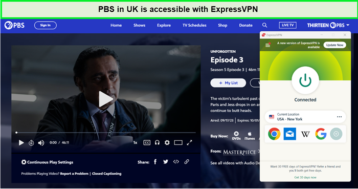 we watched PBS in UK with ExpressVPN